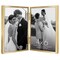Americanflat Hinged Picture Frame with Shatter-Resistant Glass - Modern Metal Picture Frame Displays Two Photos - Elegant Photo Frames for Tabletop Display